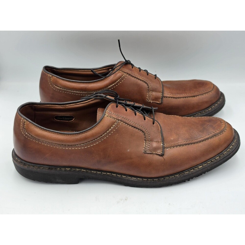 Allen Edmonds Wilbert Brown Leather Almond Toe Lace-Up Derby Dress Shoe Sz 13 E
